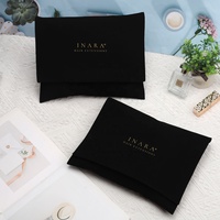 Pochette en velours noir avec logo personnalisé, pour emballer des livres, des sacs anti-poussière, pochette en velours de luxe à rabat, pochette en tissu pour bijoux