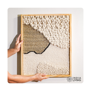 Ivory Handwoven Wool <b>Wall</b> <b>Decor</b> with Wood Back Side Elegant Handmade <b>Wall</b> Frames for Living Room Bedroom and Home Decoration - Product Image 6