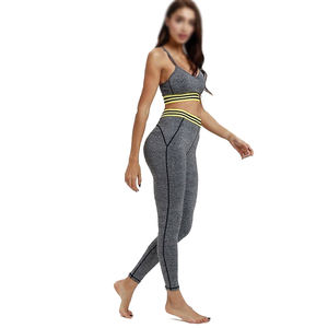 Unisex Plus Size Workout Yoga Set Lace Belt High Quality Solid Color Leggings Sports Bra 2-Piece Set Latest Design Washed Fabric - Product Image 3