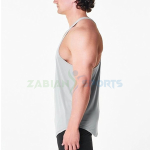 Camisetas sin mangas de tirantes de gimnasio para hombre de alta calidad de secado rápido de poliéster Spandex Hip Hop Muscle Workout Singlet personalizado al por mayor de punto - Product Image 5