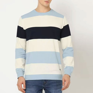 Pull en tricot rayé pour homme, col rond, coupe classique, décontracté, automne, bleu, blanc, marine - Product Image 3