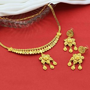 ชุดเครื่องประดับดีไซน์ลายดอกไม้ชุบทองขนาดเล็ก14K 18K 24K เครื่องประดับแฟชั่นชุดทำจากทองเหลืองชุบทองขนาดเล็ก - Product Image 1