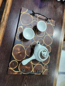 Plateau rectangulaire classique en résine et bois de haute qualité et durable pour le service des aliments, la décoration de table et les accessoires - Product Image 5