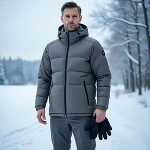 Abrigo acolchado de color sólido para hombre, moda informal de calle, chaquetas de burbujas con cuello levantado para hombre, chaqueta acolchada para hombre - Product Image 3