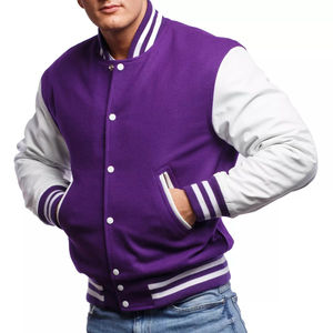 Letterman Unisex Lana Varsity Jacket Custom Color Impreso Stand Collar Frente Logo Personalizado OEM - Product Image 6