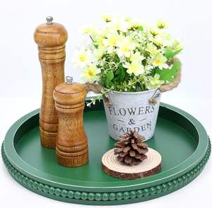 Plateau Ottoman Décoratif en Bois Vert Fait Main au Design Traditionnel pour Table Basse, Comptoir de Cuisine, Salon et Fêtes de Mariage - Product Image 1