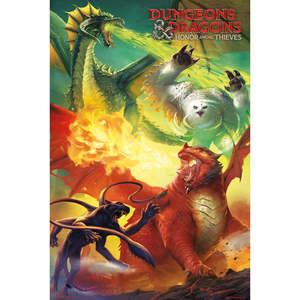 Affiche de style moderne Dungeons & Dragons 'Honor Among Thieves' avec des monstres pour décoration murale - Product Image 1