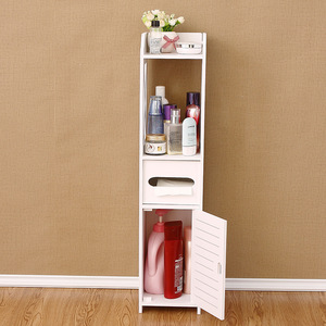 Cheap Toilet Paper Holder Cabinet <strong>Thin</strong> Bathroom Vanity White Storage Rack With <strong>Shelves</strong> Narrow Bath Sink Organizer Towel Shelf - Product Image 5