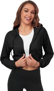 Alta calidad OEM Logo Último diseño Lady Pullover Hoodies Mujeres Top corto de manga larga - Product Image 5