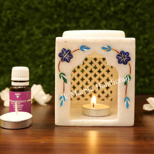 Hermoso difusor de aroma de mármol blanco hecho a mano ilustraciones indias mejor precio fragancia Quemador de aceite incienso soportes de incienso al por mayor - Product Image 1