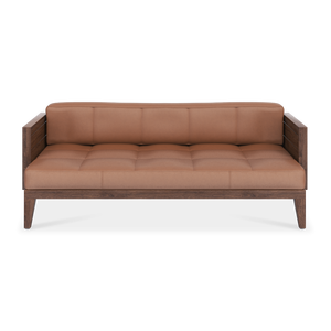 Cama de día moderna Girogino de madera maciza de teca con tapicería de cuero suave para interiores y exteriores, sala de estar, muebles de cocina, Material de vidrio - Product Image 1