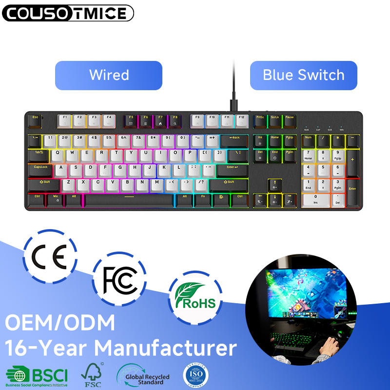 104 Keys Red Switch Gaming Keyboard