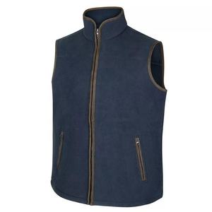 Chaleco sin mangas gris oscuro de poliéster/nailon con cremallera completa y cuello alto para hombre, ropa exterior de forro polar, estilo casual, marca personalizada - Product Image 6