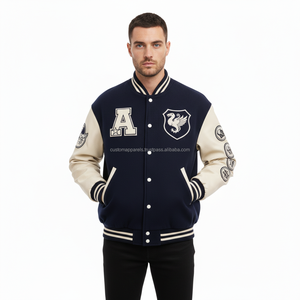 Blouson universitaire vintage décontracté pour homme, coupe ajustée, style Letterman, coupe-vent, essentiels d'été, 100 % laine brodée - Product Image 1