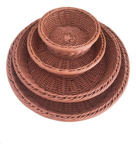 Panier de rangement multifonctionnel en rotin naturel, moderne et écologique, avec poignée, pour le pain et les fruits - Product Image 1