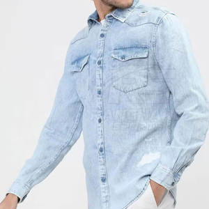 Chemise en jean pour homme, légère, à manches longues, chemise en jean bleu classique pour homme, chemise décontractée pour soirée - Product Image 2