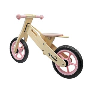 Bicicleta de equilibrio para niños ROBINCOOL, ajustable a 3 alturas con pedales, cuadro de madera rojo, 85 x 38 x 47 cm - Product Image 3