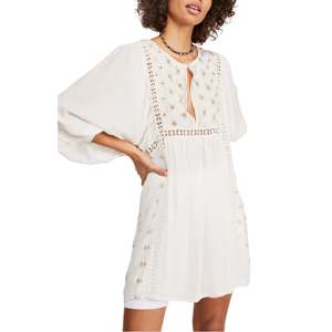 Free People Tunica Charlotte da Donna Bianca Taglia S Piccola Ricamata a Mano in Chiffon e Pizzo Leopardato per Ufficio Primavera/Estate - Product Image 1