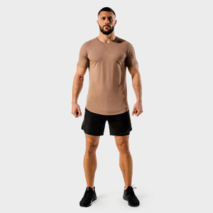 Venta caliente de los hombres atléticos gimnasio deporte Casual camiseta de secado rápido y liso teñido de poliéster para correr entrenamientos al por mayor - Product Image 4