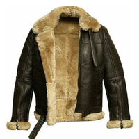Blouson Aviateur Premium en Peau de Mouton pour Homme, Doublure Zippée Technologique, Softshell Coupe-Vent Isolé Chaud, Style Vintage Hiver, Taille Standard