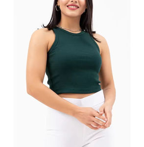 Venta caliente de alta calidad señoras Crop Top diseño de logotipo personalizado poliéster/algodón transpirable Anti-retráctil botón decoración verano - Product Image 6