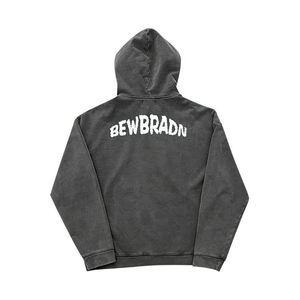 SALVA IMPEX Oversized <b>Hoodies</b> for Men Custom Clothing OEM Service <b>Black</b> Acid Washed <b>Plain</b> Blank Drop Shoulder <b>Hoodies</b> for Winter - Product Image 2