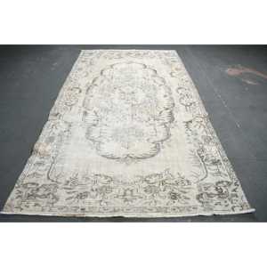 Grand tapis turc de 5,7 x 9,7 pieds, tapis persan blanc vintage - Product Image 1