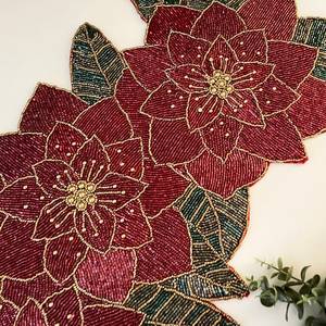 ผ้าปูโต๊ะผ้าฝ้ายแจ็คการ์ดประดับ100% ชุดรับประทานอาหารลายดอกไม้ทำด้วยมือสำหรับวันหยุดคริสต์มาส - Product Image 6