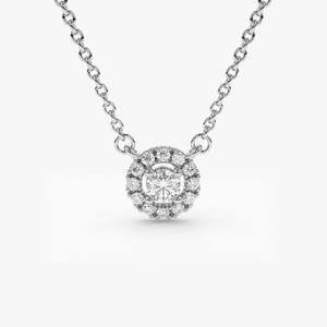 Collar de oro de 14k con diamantes de Rolo para mujer, cadena de diamante Natural, joyería hecha a mano, diseño de Halo - Product Image 3