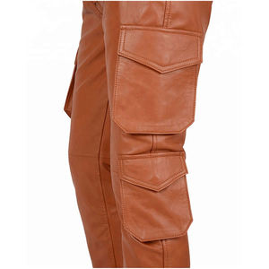 Pantalons en cuir véritable pour hommes avec personnalisation complète en cuir de mouton et en PU, taille sur mesure, pantalons longs en cuir - Product Image 2