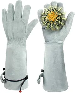 园林工程防刺麂皮手套分体皮革牛皮灰色园艺通用手套