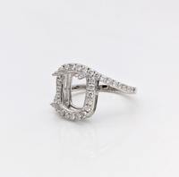 Echtes 925er Sterlingsilber Rechteckiger 8x10mm Ring Halbmontage 14K Vergoldet Krappenfassung Zirkonia Schmuckzubehör