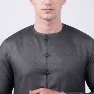 Simple Cotton Arabic <b>Thobe</b> for <b>Men</b> Traditional Long Breathable Lightweight Comfortable Flowing Fit Full Sleeve Crew Neck Button - Product Image 6