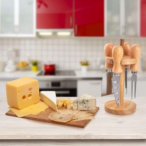 Juego de cuchillos para queso con soporte para tablero de charcutería, Juego de 4 piezas, juego de cuchillos cortadores de queso, soporte para queso de acero inoxidable - Product Image 6