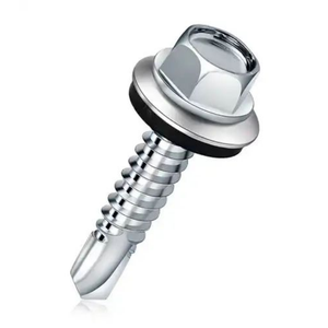 Tornillo Autoperforante de Cabeza Hexagonal con Recubrimiento de Zinc Metálico y Arandela de Goma para Techos - Product Image 1