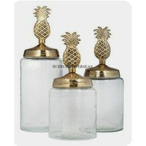 Latest Pattern Arrival High Grade Gold Plated Metal <b>Pineapple</b> Designer Metal Top Lid For Clear Glass Fruits Storage Canisters - Product Image 1
