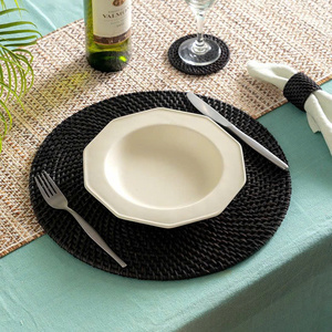 Manteles individuales de ratán tejido a mano con cargador redondo ecológico para el hogar de Halloween, decoración de fiesta - Product Image 1