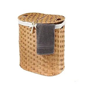 カスタマイズされた形状の竹木製バスケット持続可能な収納バスケット籐ランドリーバスケット手作り装飾服収納