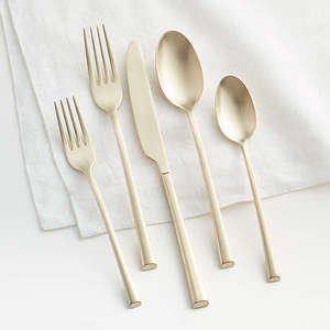 Ensemble de couverts en acier inoxydable fini argent 5 pièces avec longue poignée pour ensemble de couverts de vaisselle de maison et de restaurant - Product Image 2