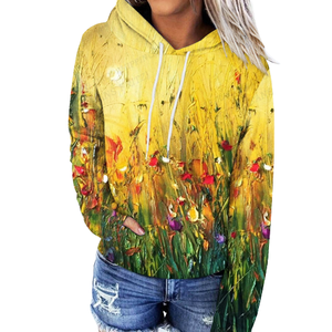 Sudadera con capucha de alta calidad Peso ligero 100% Algodón Gráfico Sublimado Impresión Sudaderas Mujeres Sudaderas - Product Image 4