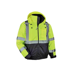 Uniforme de protection de sécurité réfléchissant de haute qualité veste unisexe isolée vêtements de travail imperméables d'hiver à capuche haute visibilité - Product Image 6