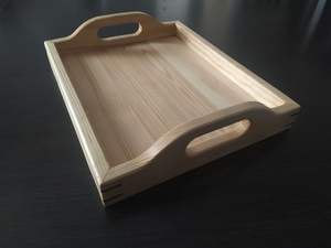 Bandeja Grande Flexible de Madera de Mango con Acabado Lacado Brillante y Asas de Hierro Portátiles para Cocina, Escritorio, Cafetería, Restaurante, Fiestas - Product Image 2