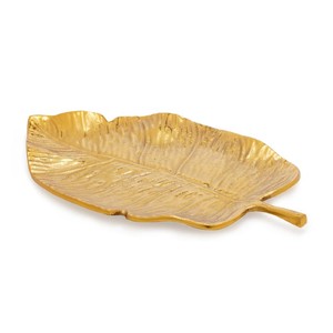 Bandeja de Hojas de Naaz con Textura Dorada de Pure Home and Living, Plato Reutilizable con Forma de Hoja Dorada, Myntra Pure Home and Living - Product Image 1