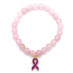 Braccialetto Charm di Moda in Quarzo Rosa per la Consapevolezza sul Cancro al Seno - Product Image 1