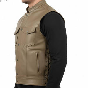 Gilet en cuir de moto pour homme, en cuir de vache véritable vintage, respirant, crocheté, couleur personnalisée, fourrure de mouton d'hiver, 2026 - Product Image 2