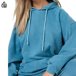 ชุดวอร์มผ้าฝ้าย100% ฟอกสีสำหรับผู้หญิงชุด2ชิ้นผ้าเช็ดทำความสะอาดกรดออกแบบได้ตามต้องการจาก2025สำหรับฤดูใบไม้ผลิ - Product Image 6