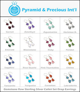 Herkimer ต่างหูเพชรห้อยต่างหูหินธรรมชาติขนาด8-10มม. ชุด925เงินสเตอร์ลิงต่างหู - Product Image 3