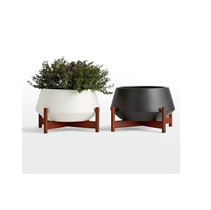 Metal Planter with Stand Set of 2 Unique design Hand aluminium silver Plated Round Flower Planter on Metal Stand for Garden - Product Image 6