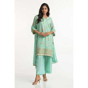 Ensemble de costume en mousseline de soie brodé 3 pièces pour femmes IUSTKSD-228 - Product Image 3