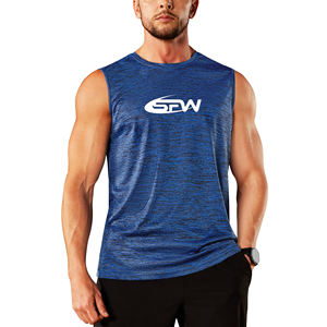 Camiseta sin mangas de poliéster para hombre, ajuste atlético con lados de corte profundo, tela elástica ligera, perfecta para entrenamientos de gimnasio, culturismo - Product Image 1